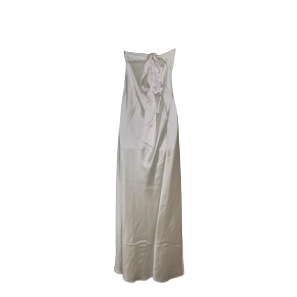 WeWoreWhat White Strapless Satin Midi Dress w/ Flower Necktie Size 14 NWT - Picture 7 of 8